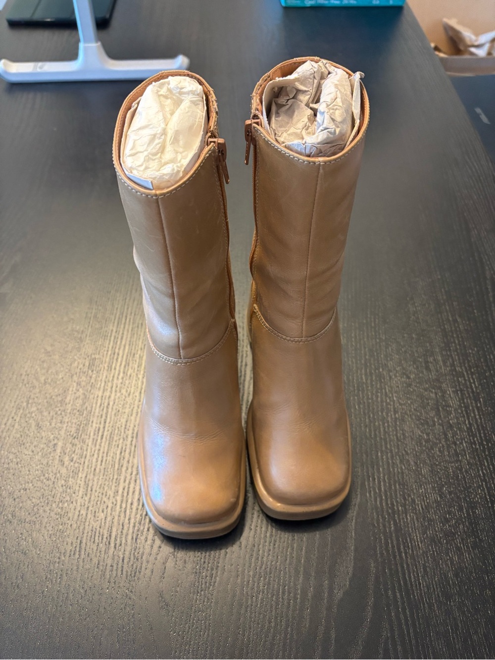 Women's Platform Mid-Calf Leather Boot in Tan - Steve Madden Fantasy Bootie - Picture 3 of 6